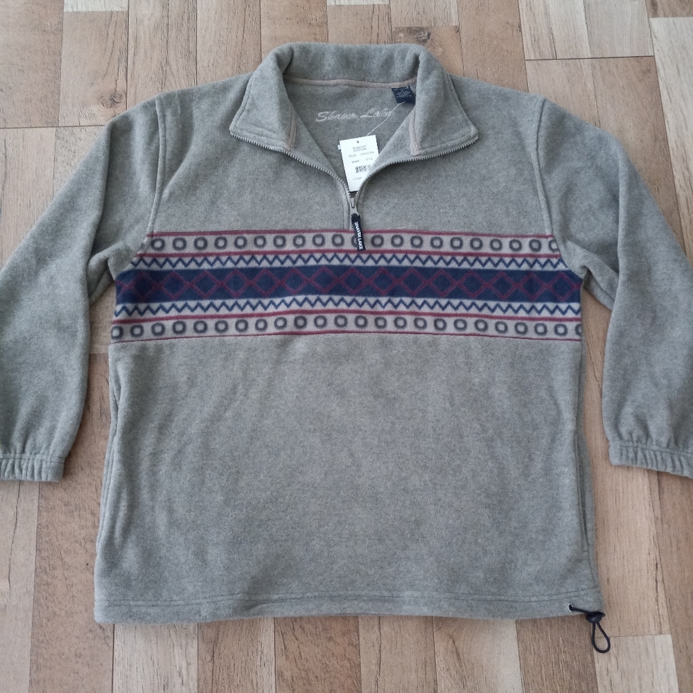 Shaver Lake Men's Medium Pullover Fleece Half Zip Taupe Heather